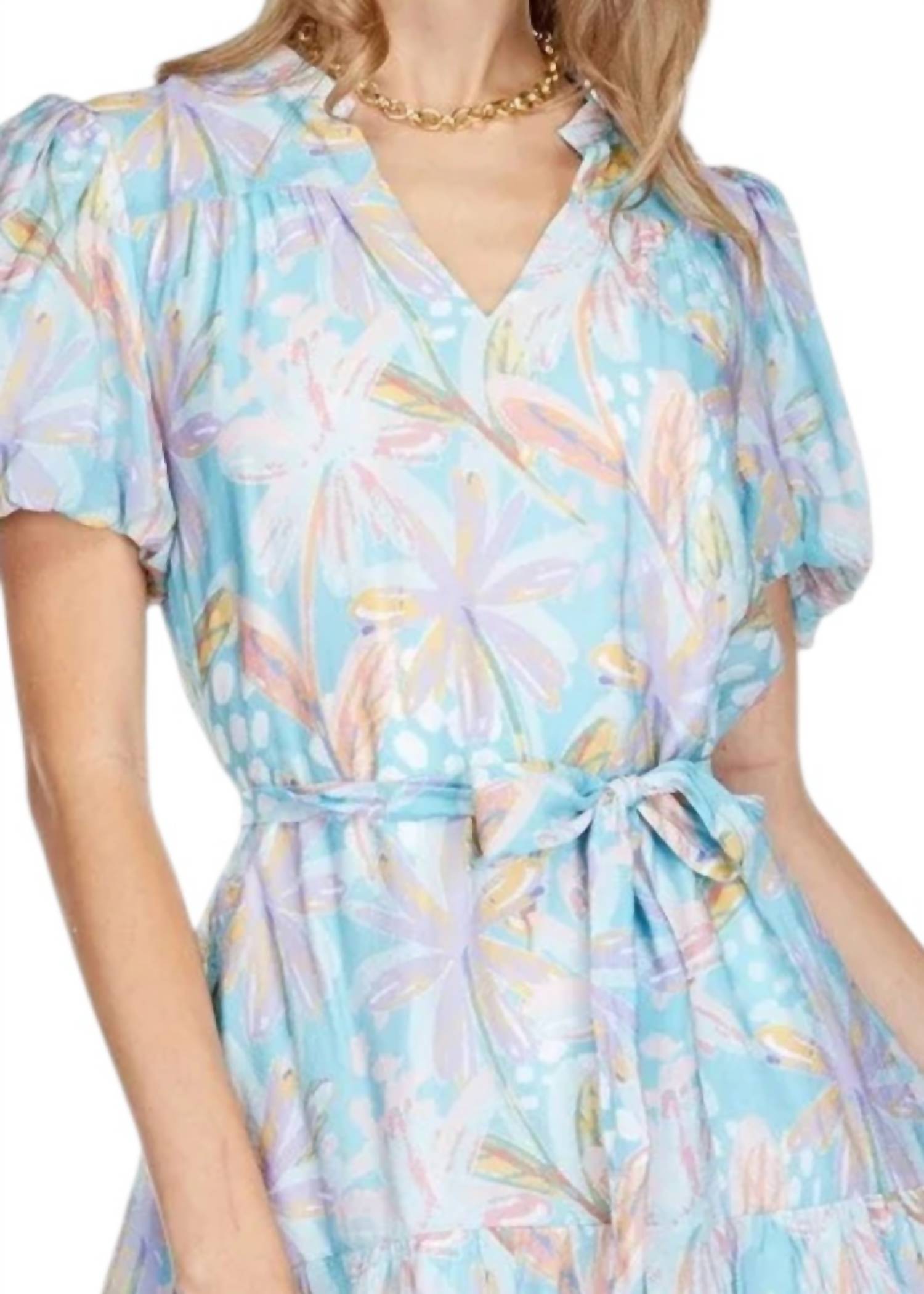 Joy Joy - Pastel Flannel Collar Flounce Dress