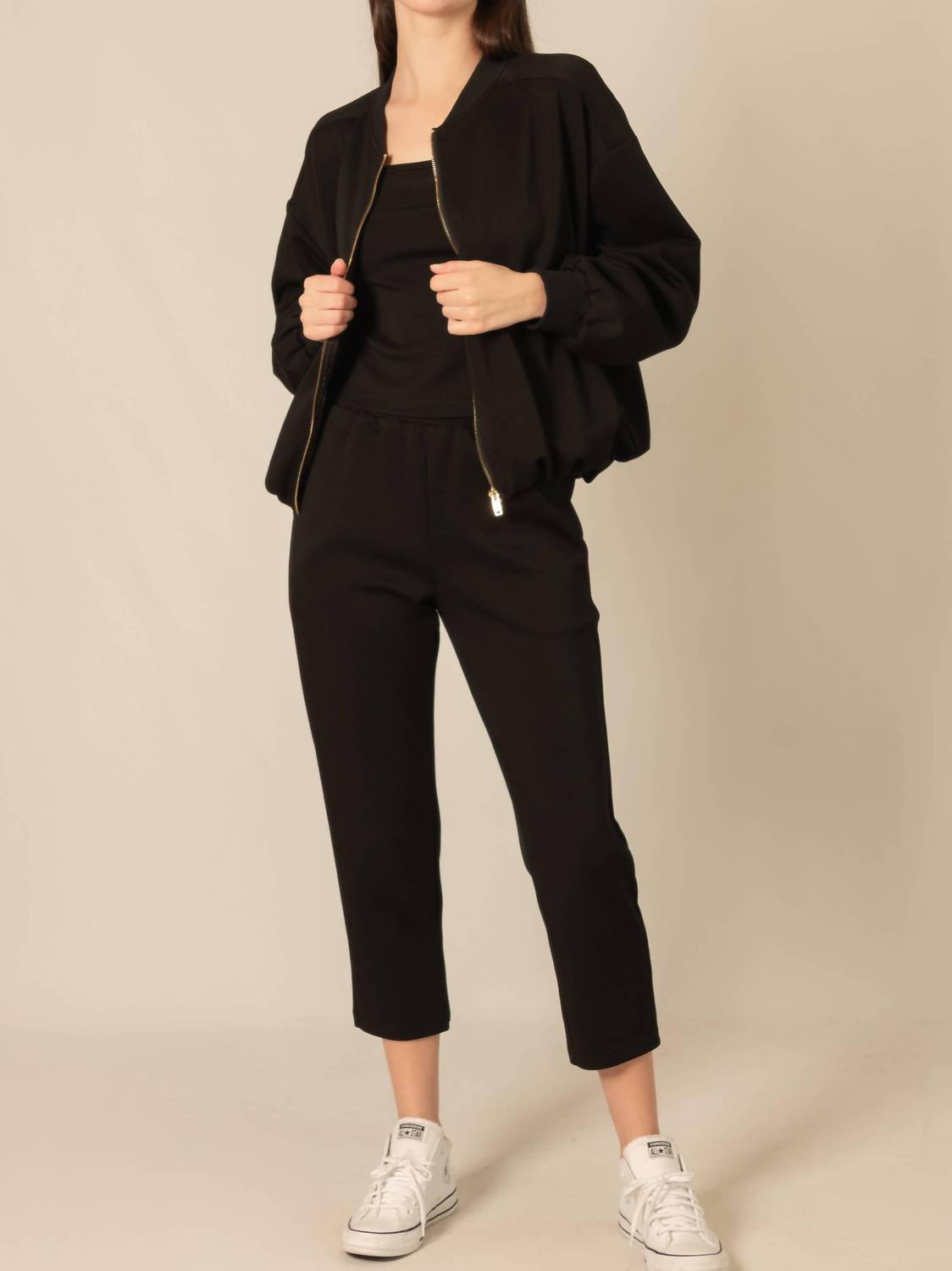 P.CILL Butter Modal Bomber Jacket in black - women's jacket - detail view