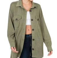 Zenana - Button Down Shacket