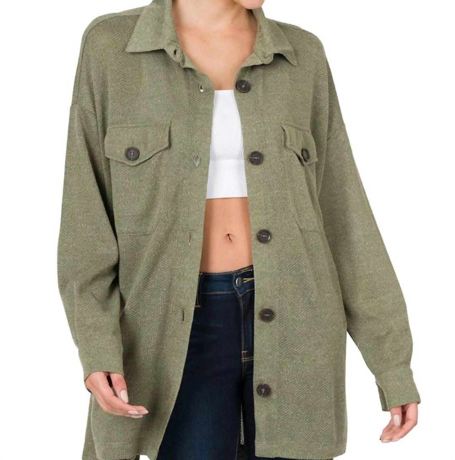 Zenana - Button Down Shacket