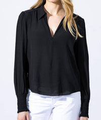 Go by Go Silk Spoken Word Long Sleeve Top in black - women's blouse