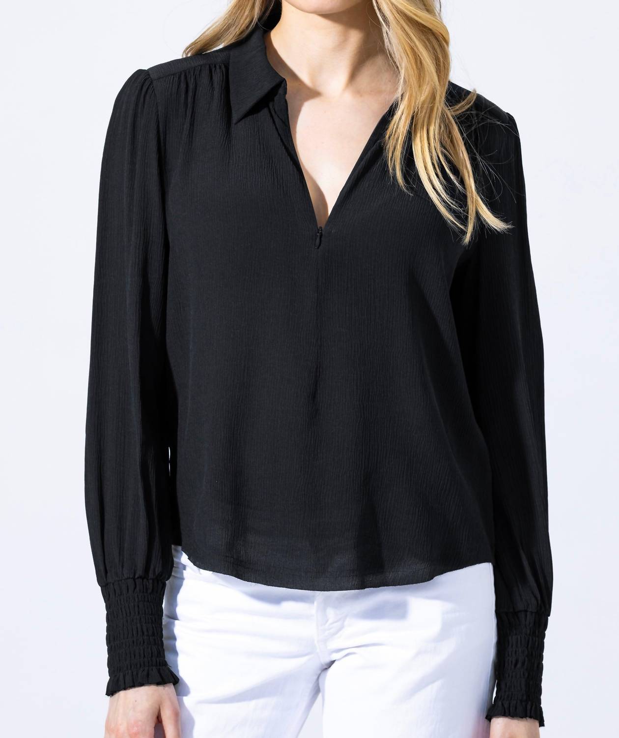Go by Go Silk Spoken Word Long Sleeve Top in black - women's blouse