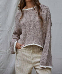 By Together - Contrast Hems Knit Pullover Sweater Top