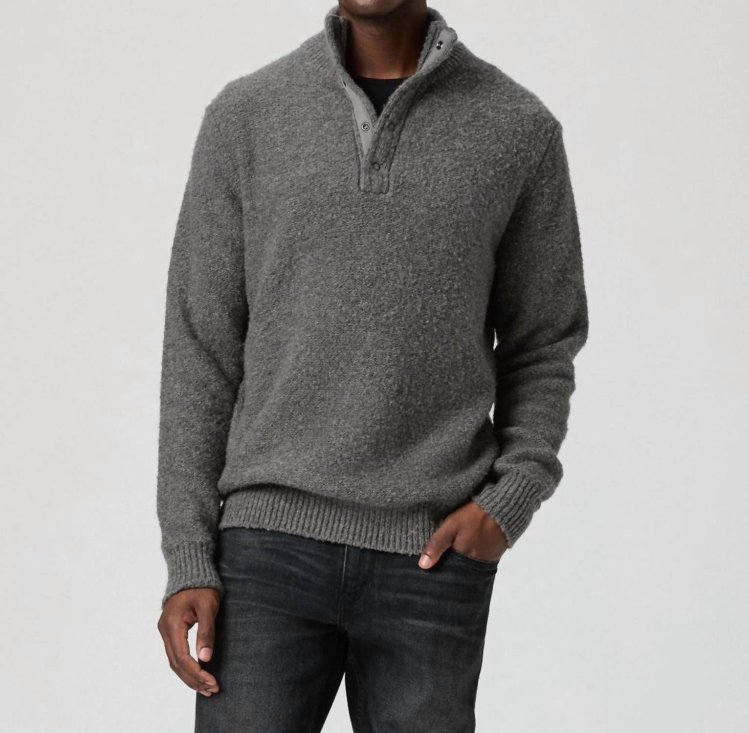 Paige Kotoni Snap Collar Sweater in dark grey - men's sweater