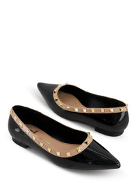 Andrea Women's Studded Flat Shoes in black patent leather - women's flats - view 4
