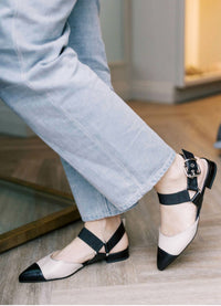 NeroGiardini Women's Buckle Strap Flat in nero ivory - women's flats - view 4