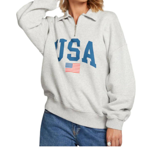 Chaser - USA Quarter Zip Oversized Sweatshirt