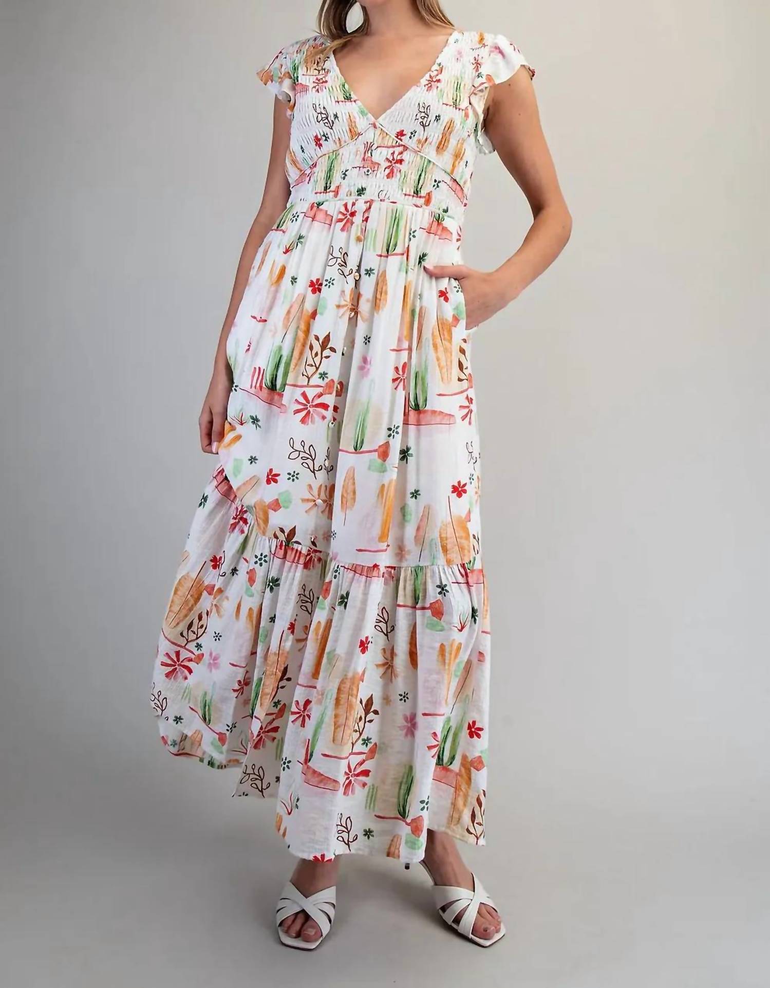 Ee:Some - Desert Inspired V-Neck Maxi Dress