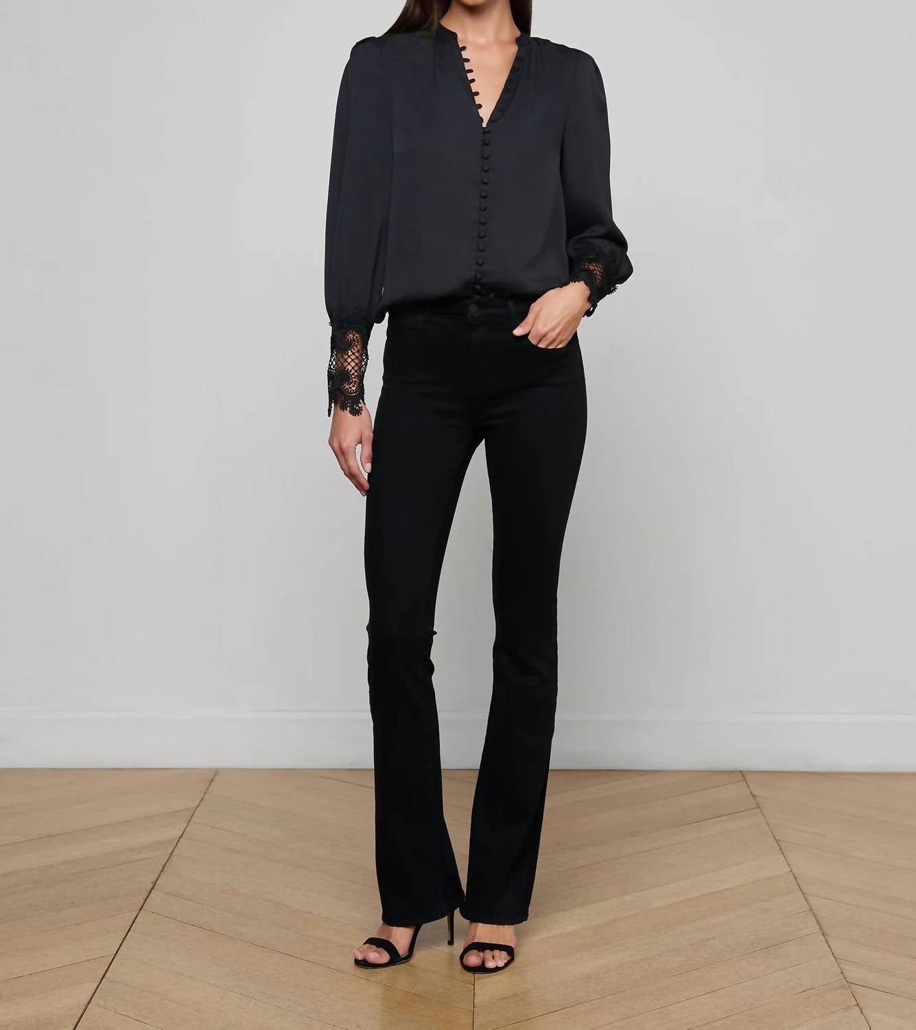 L'Agence - Ava Lace Cuff Blouse