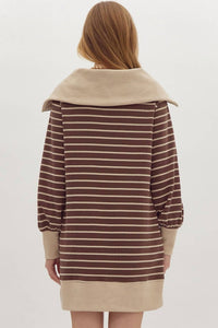 Entro - Ribbed Zip Up Long Sleeve Mini Dress