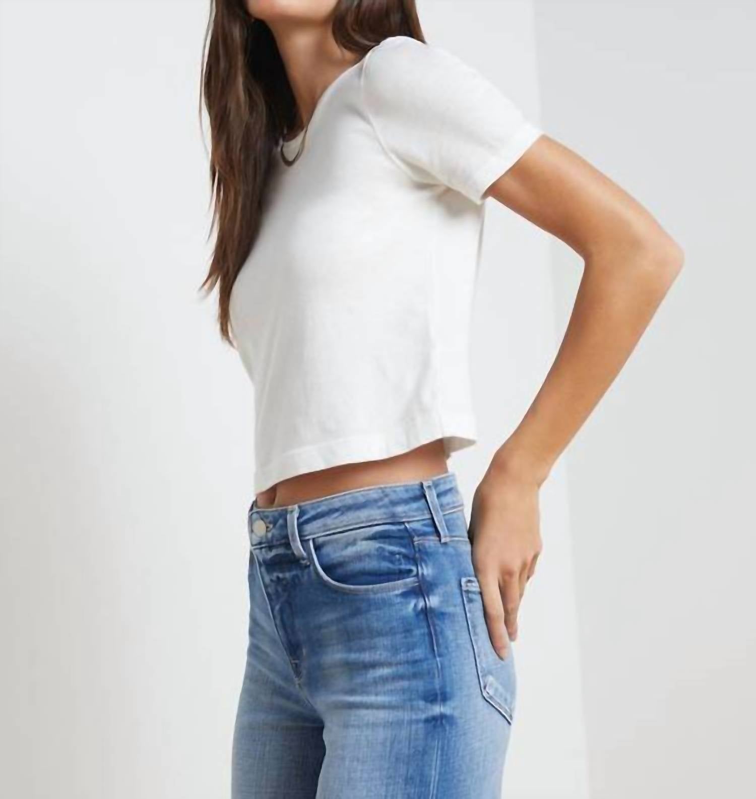 L'Agence - Women's Donna Cropped Crew Neck Tee