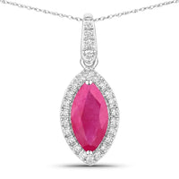 Diana M Jewels - Women's Marquise Natural Ruby Pendant Necklace (1.60 Ct) - Classic