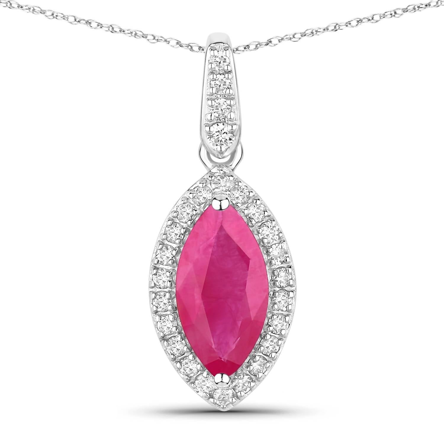 Diana M Jewels - Women's Marquise Natural Ruby Pendant Necklace (1.60 Ct) - Classic