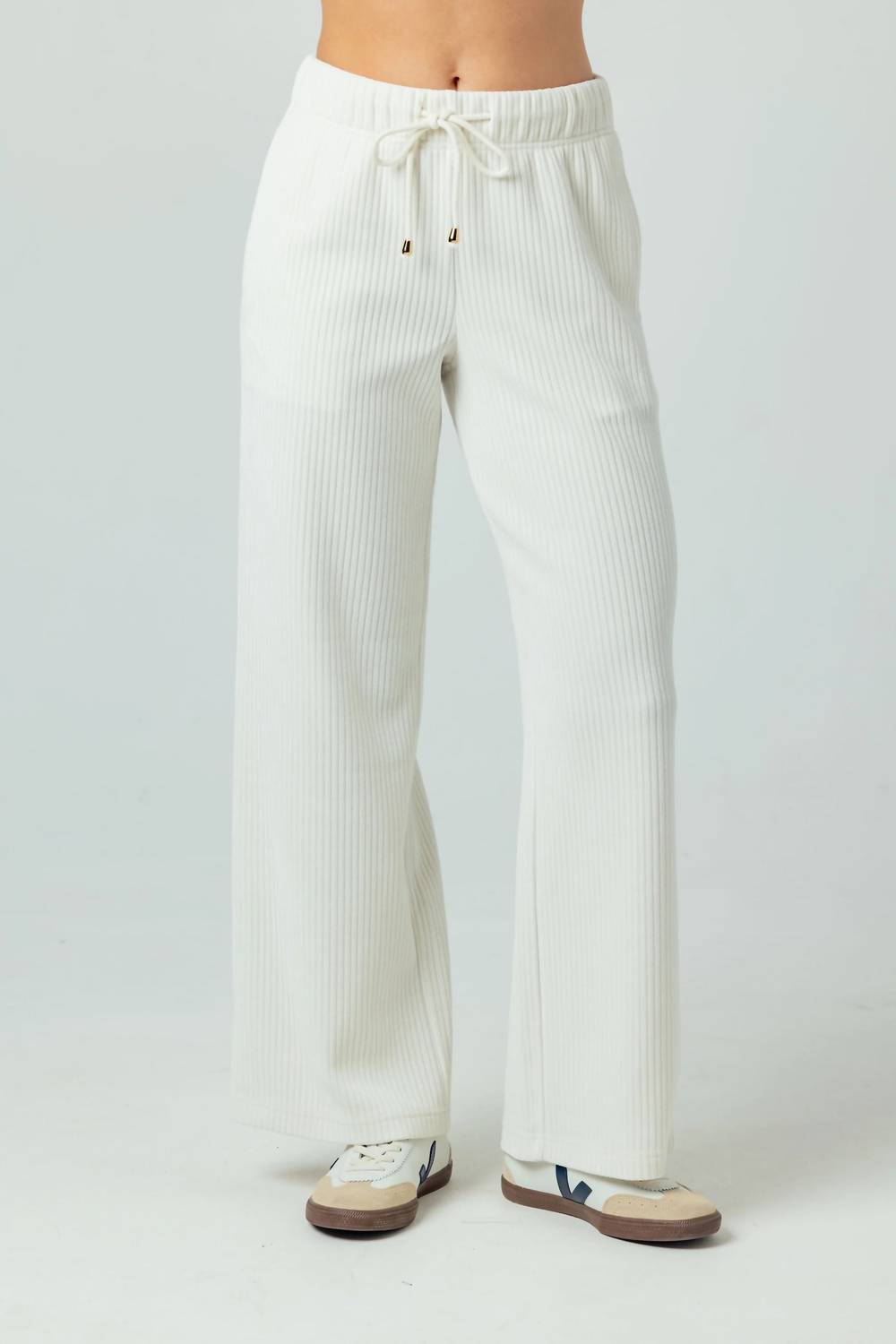 sundays Edie Plush Rib Pants in coconut milk - women's pants - detail view