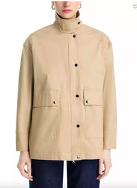 ATM Cotton Twill Utility Jacket in macadamia - women's jacket - detail view