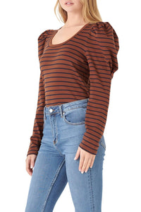 English Factory - Striped Puff Sleeve Top