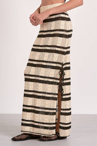 ELAN Crochet Lined Skirt in black striped - women's skirt - alternate view