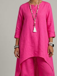 Miami Sample Apparel - Casual Long Sleeve Cotton Linen Two-piece Set