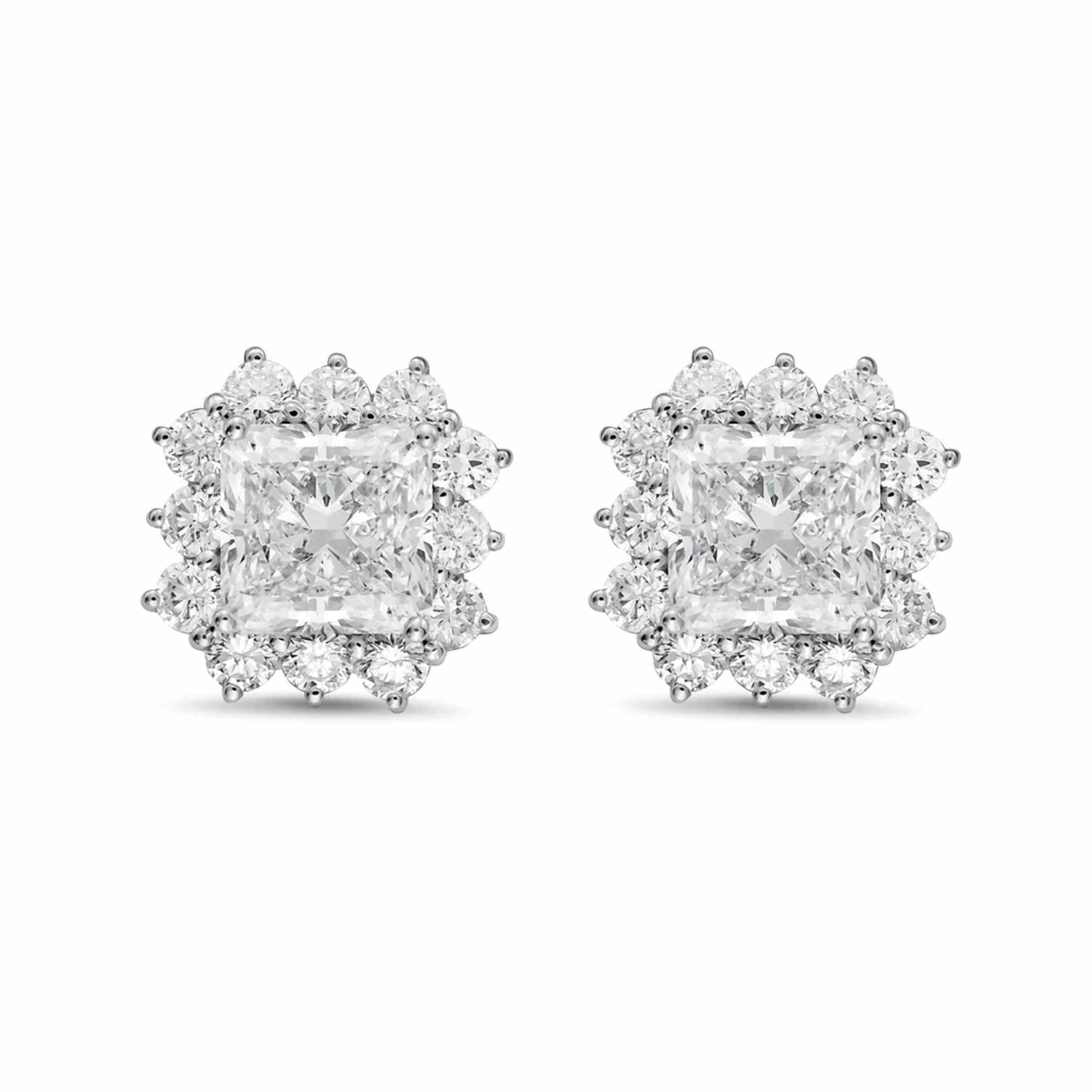 Diana M Jewels - Women's Radiant Lab-Grown Diamond Stud Earrings (12.00 Ct TCW) - Luxe