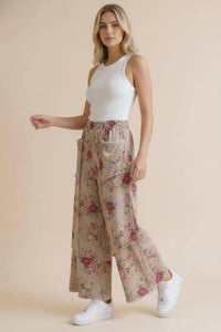 Haptics - Elastic Waist Wide Leg Vintage Floral Pant