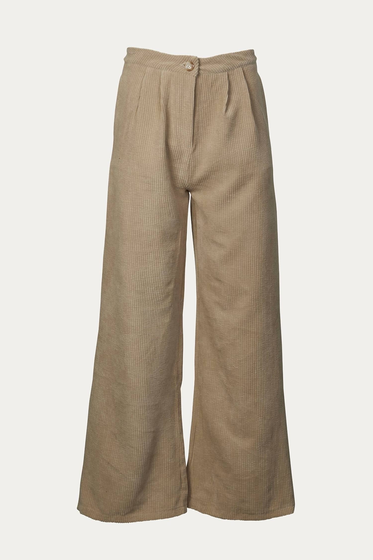 HIGH-WAIST PLEATED CORDUROY PANTS