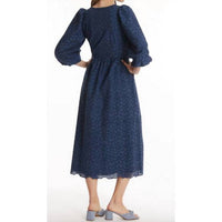 Tyler Boe Sabrina Eyelet Midi Dress in navy 1 - women's dress - detail view
