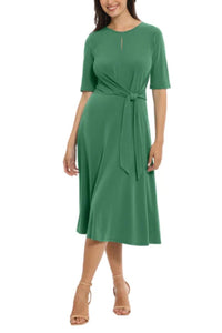 London Times - Keyhole Detail A-line Midi Dress