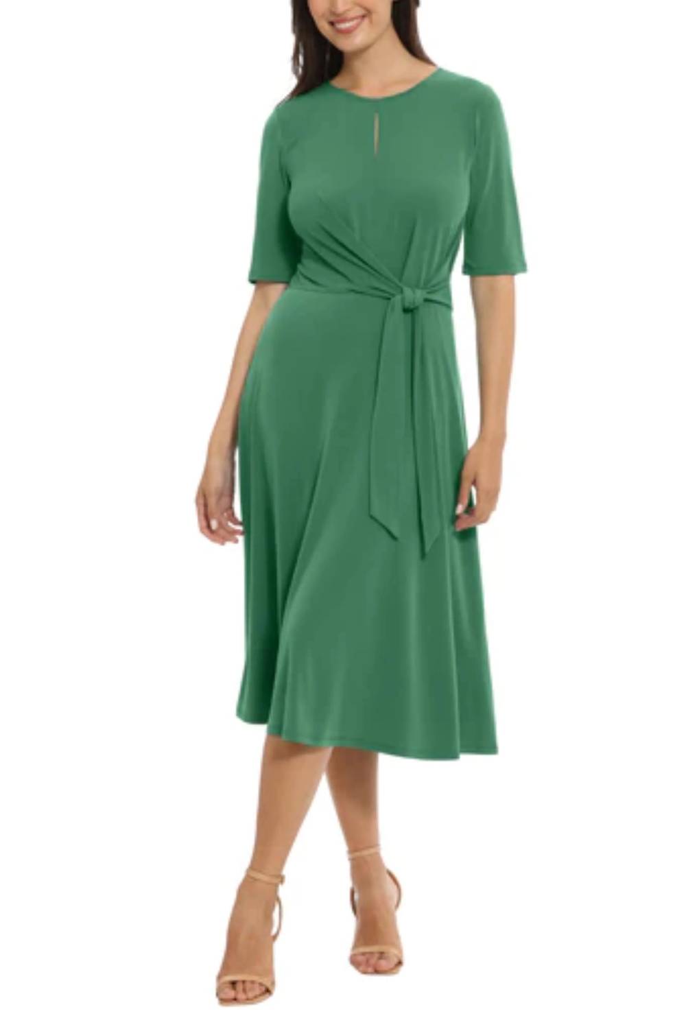 London Times - Keyhole Detail A-line Midi Dress