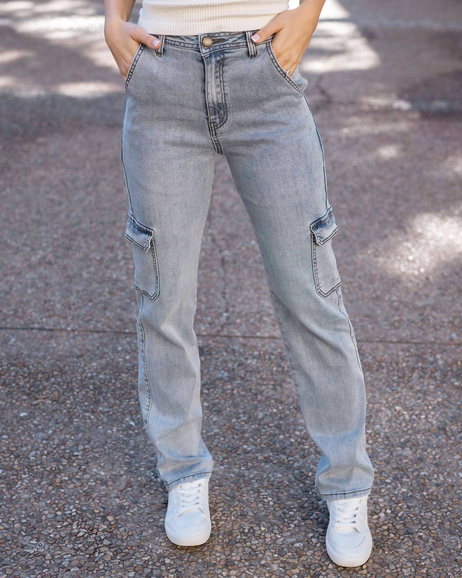 Grace And Lace - Aged Soft Wash Cargo Jeans
