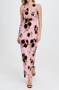 for Love & Lemons Velvet Halter Maxi Dress in rose - women's dress