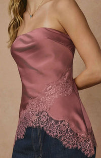 Dress Forum - Satin Lace Hem Tube Top