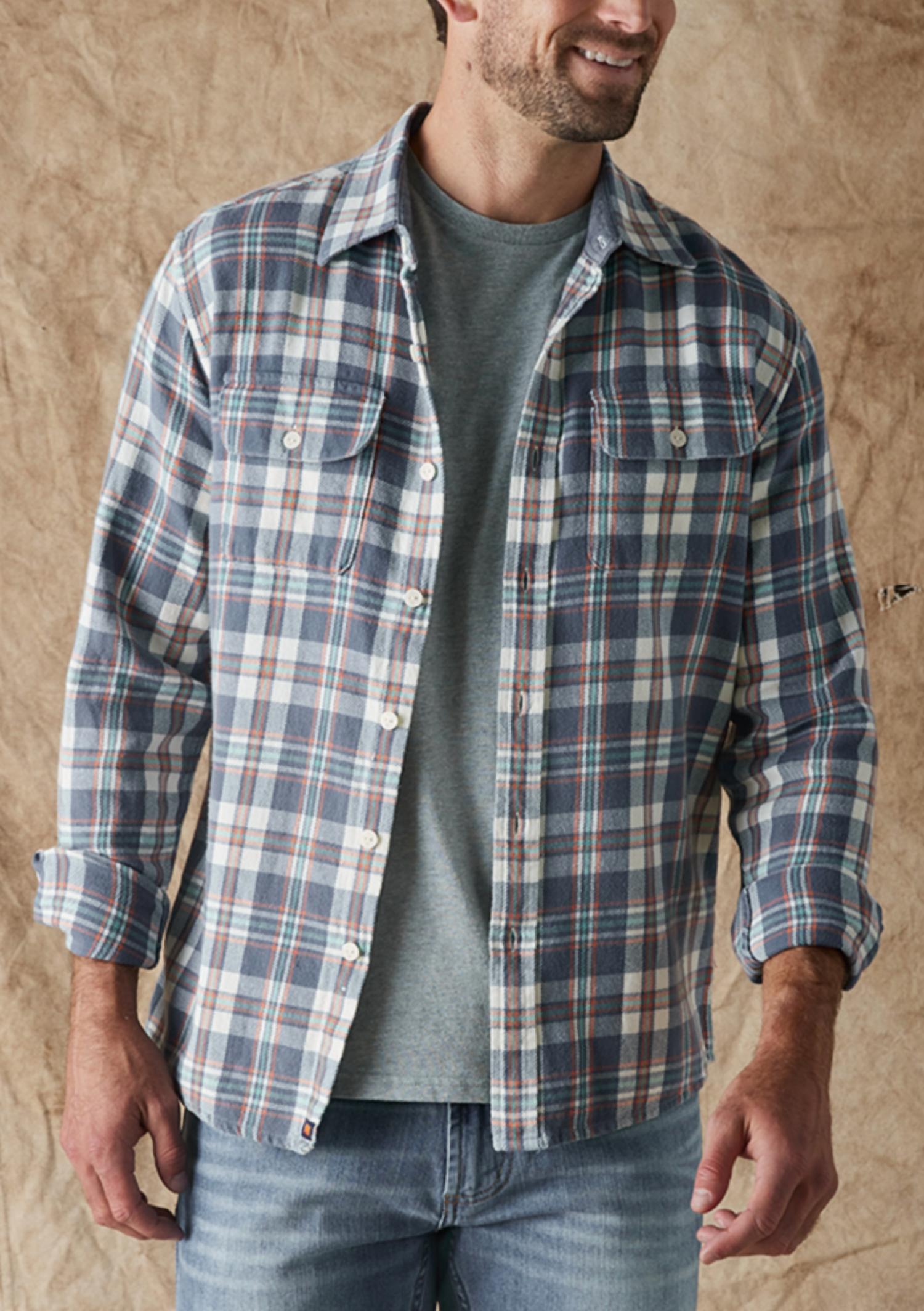 The Normal Brand Mountain Knit Overshirt in mineral blue - men's shirt - alternate view