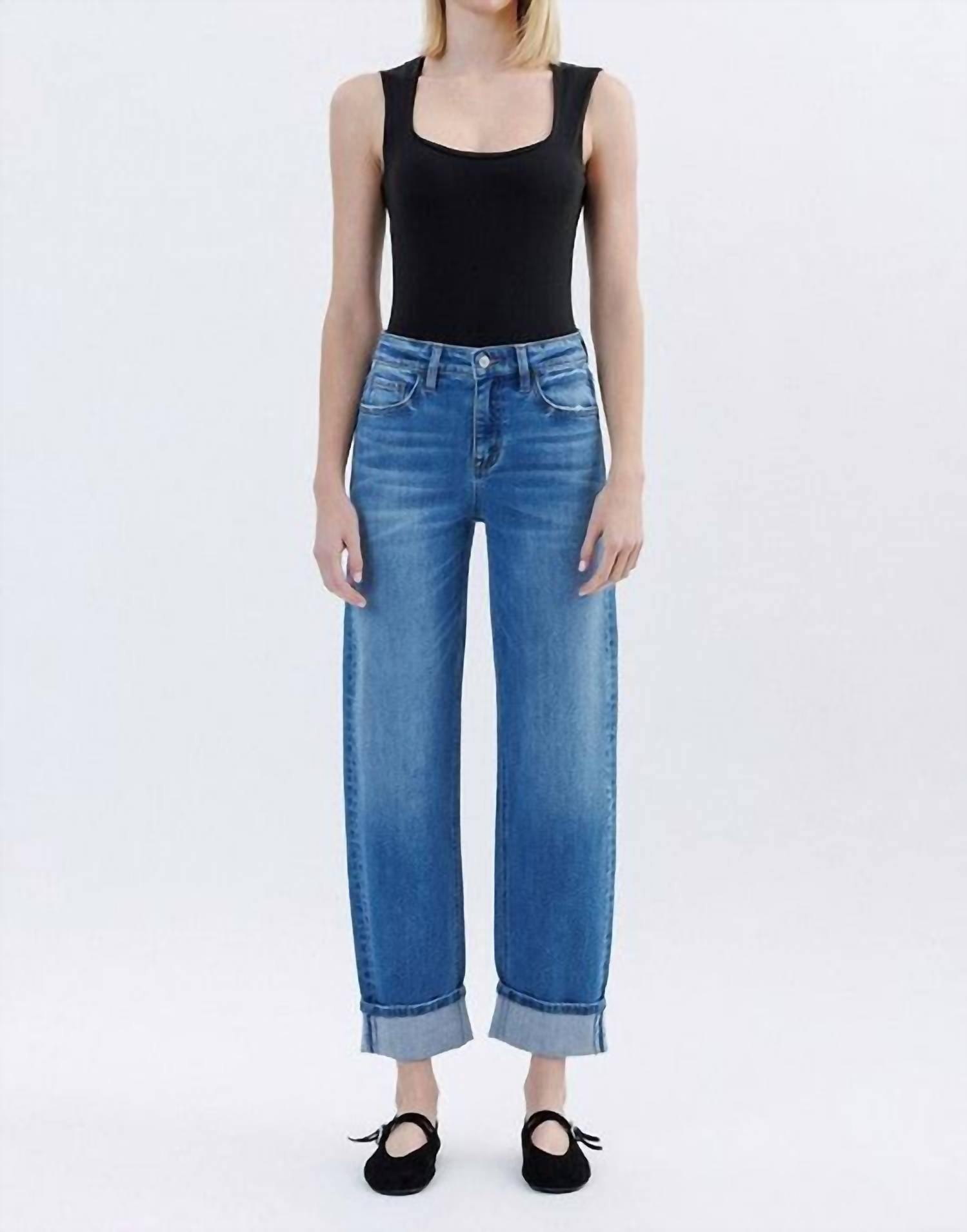 VERVET BY FLYING MONKEY Kate High Rise Barrel Jeans in lullaby - women's jeans - alternate view