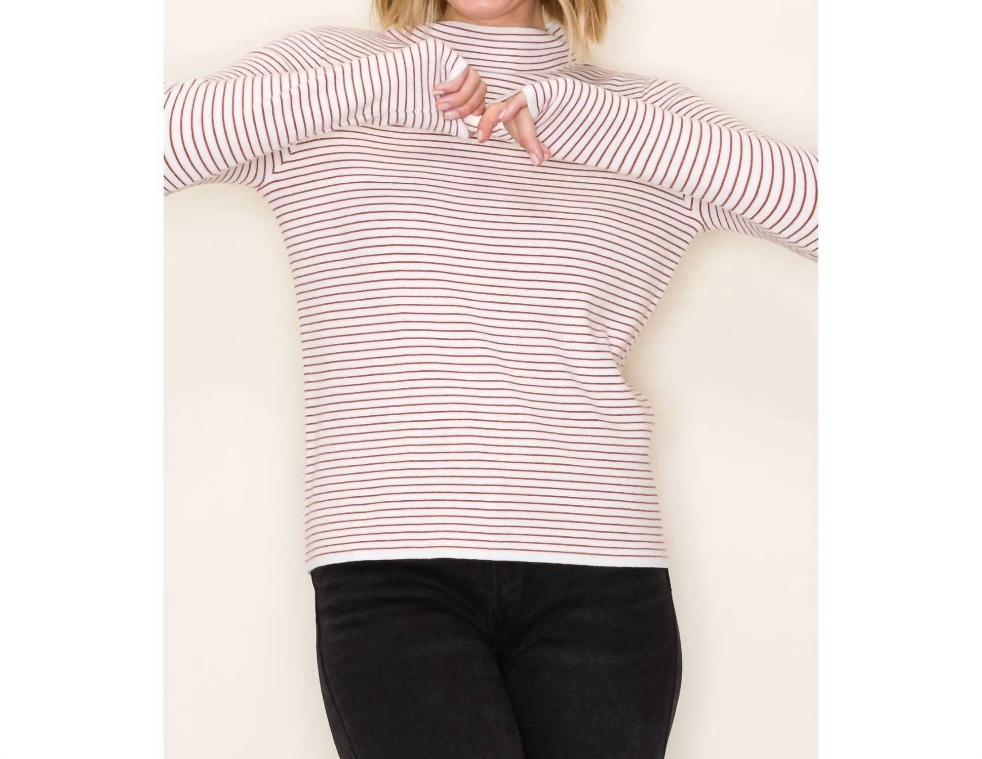 Staccato - Striped Mock Neck Sweater