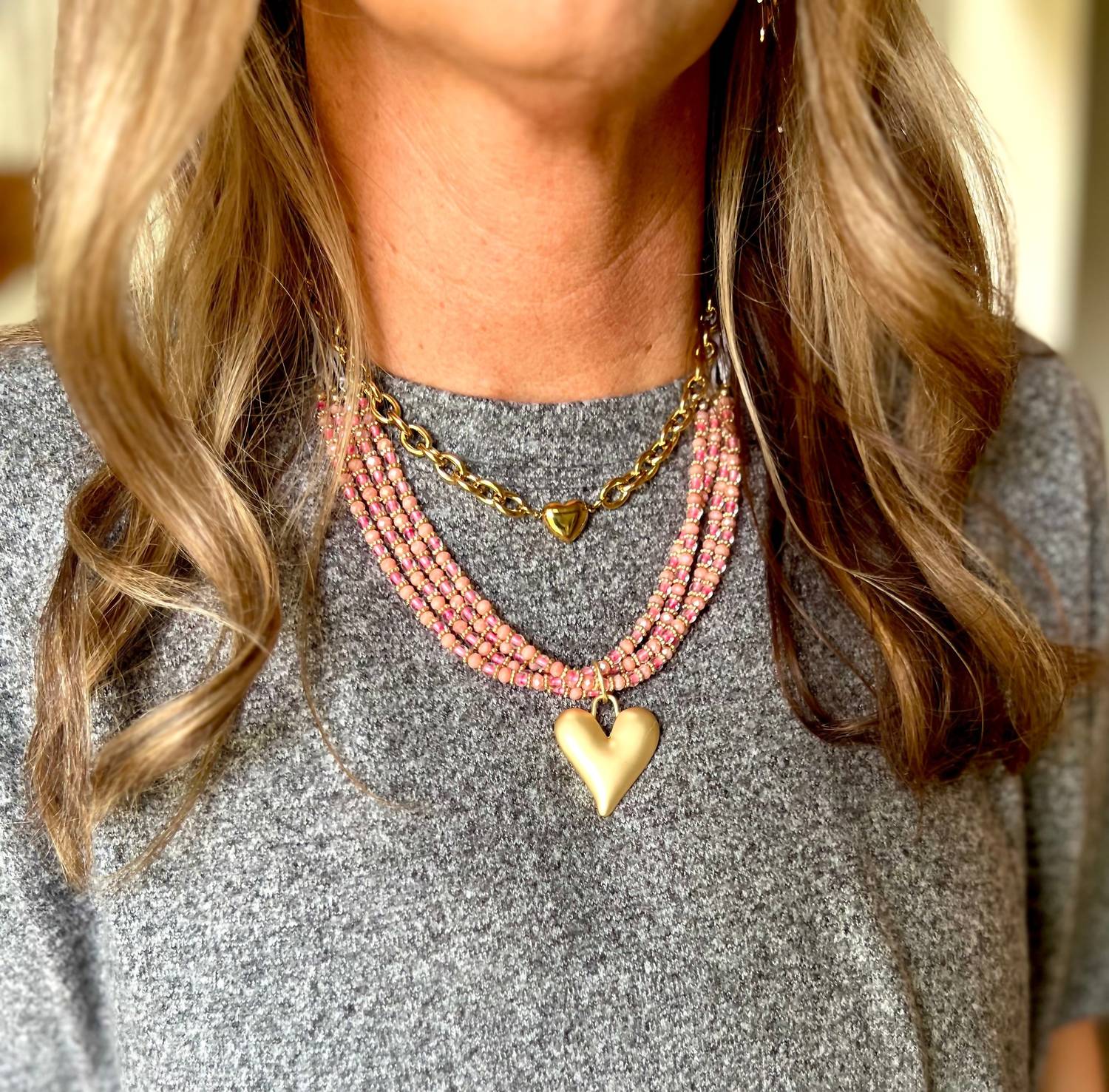 Merveille - Women's Sutton Pendant Beaded Layered Necklace