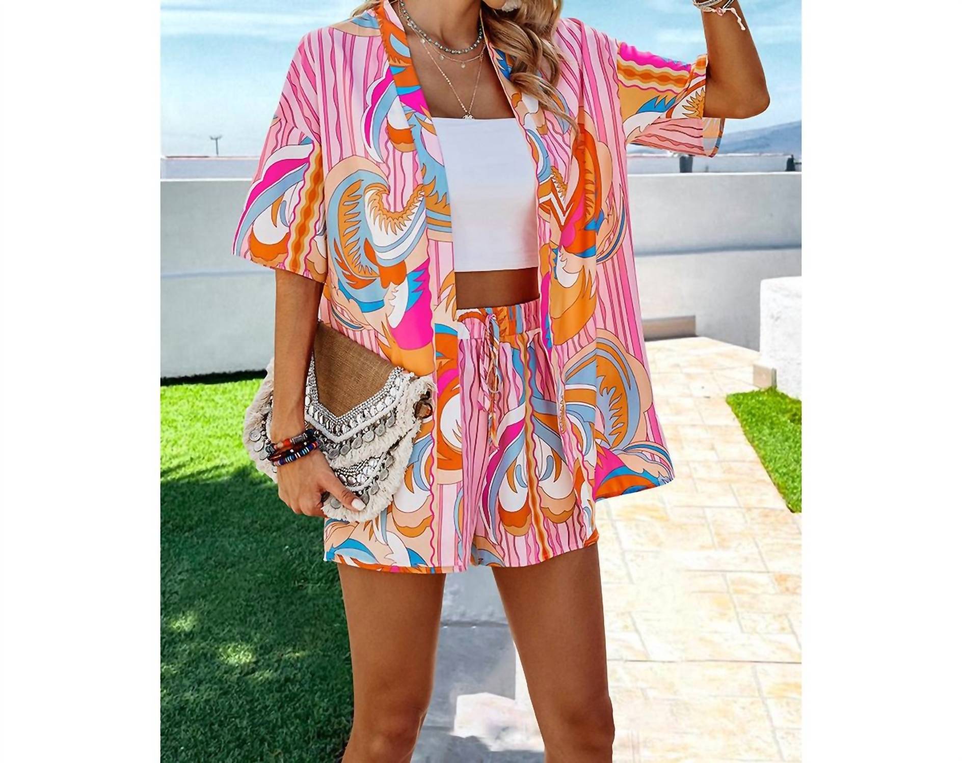 Willows - Festival Print Tie Top and Shorts Set