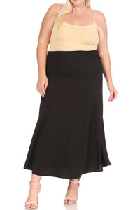 Moa Collection - Women's Flare A-line Long Skirt - Plus