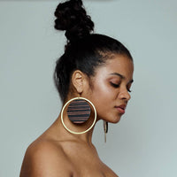 Laka Luka - Women's Geometric Wooden Statement Large Hoop Earrings