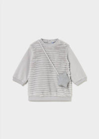 Mayoral Baby Dress With Purse in pearl - kids' dress - detail view