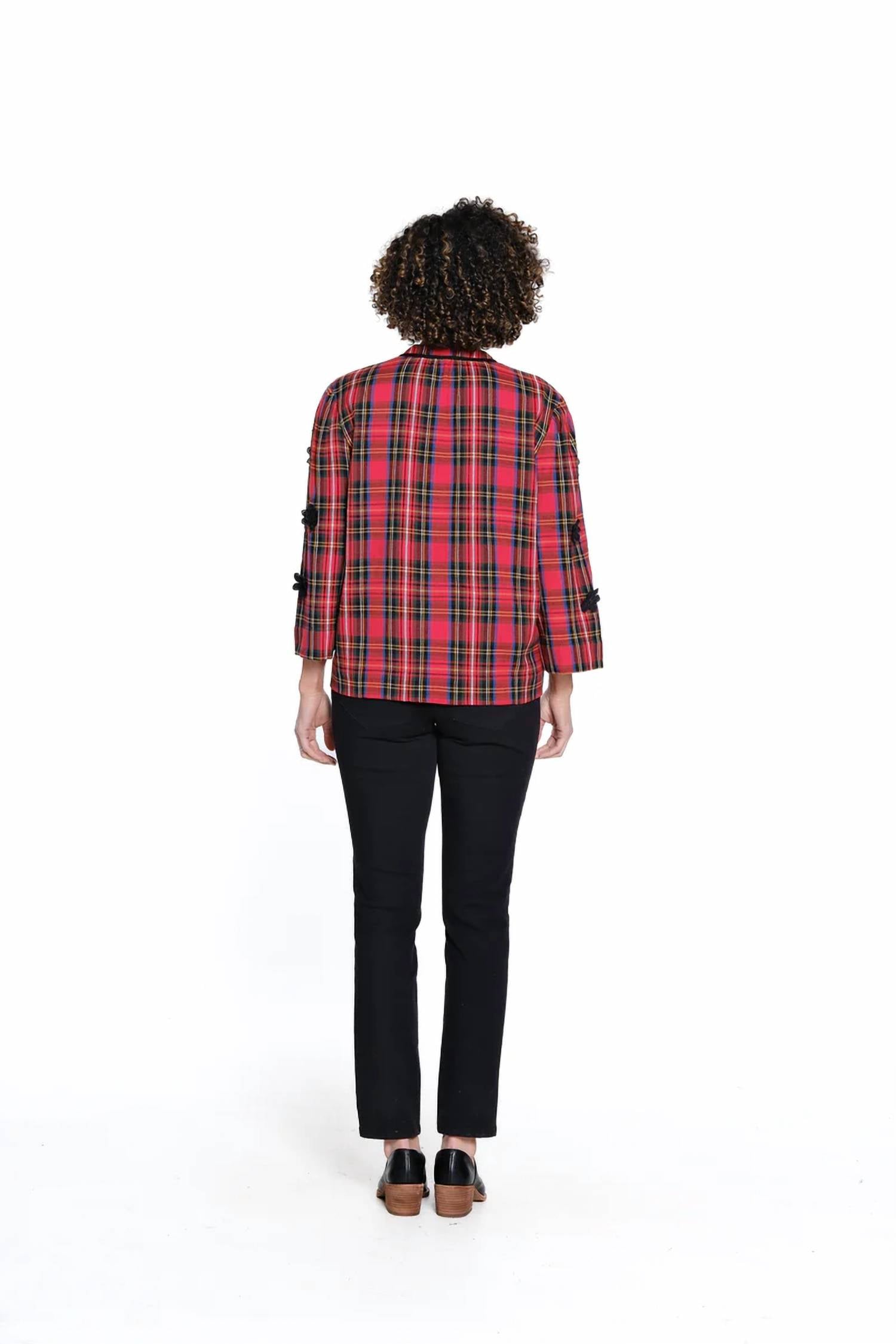 Tru Luxe - Applique Tie Neck Top