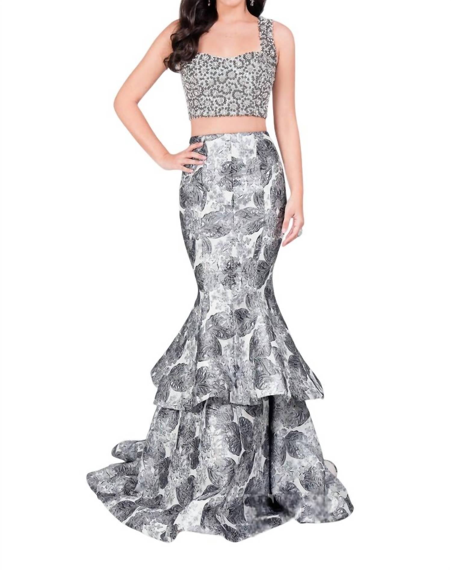 Terani Couture - Two-piece Sparkling Beaded Prom Dress
