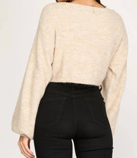 She + Sky - Twist Cropped Knit Sweater