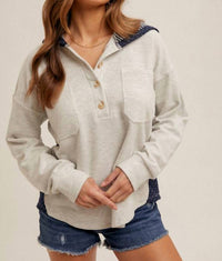 Hem & Thread - Cozy Little Contrast Pullover Hoodie