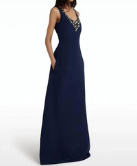 Safiyaa - Mariam V-neck Aline Gown with Embellishment