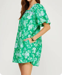 Strut & Bolt - Botanical Garden Ric-rac Puff Sleeve Mini Dress