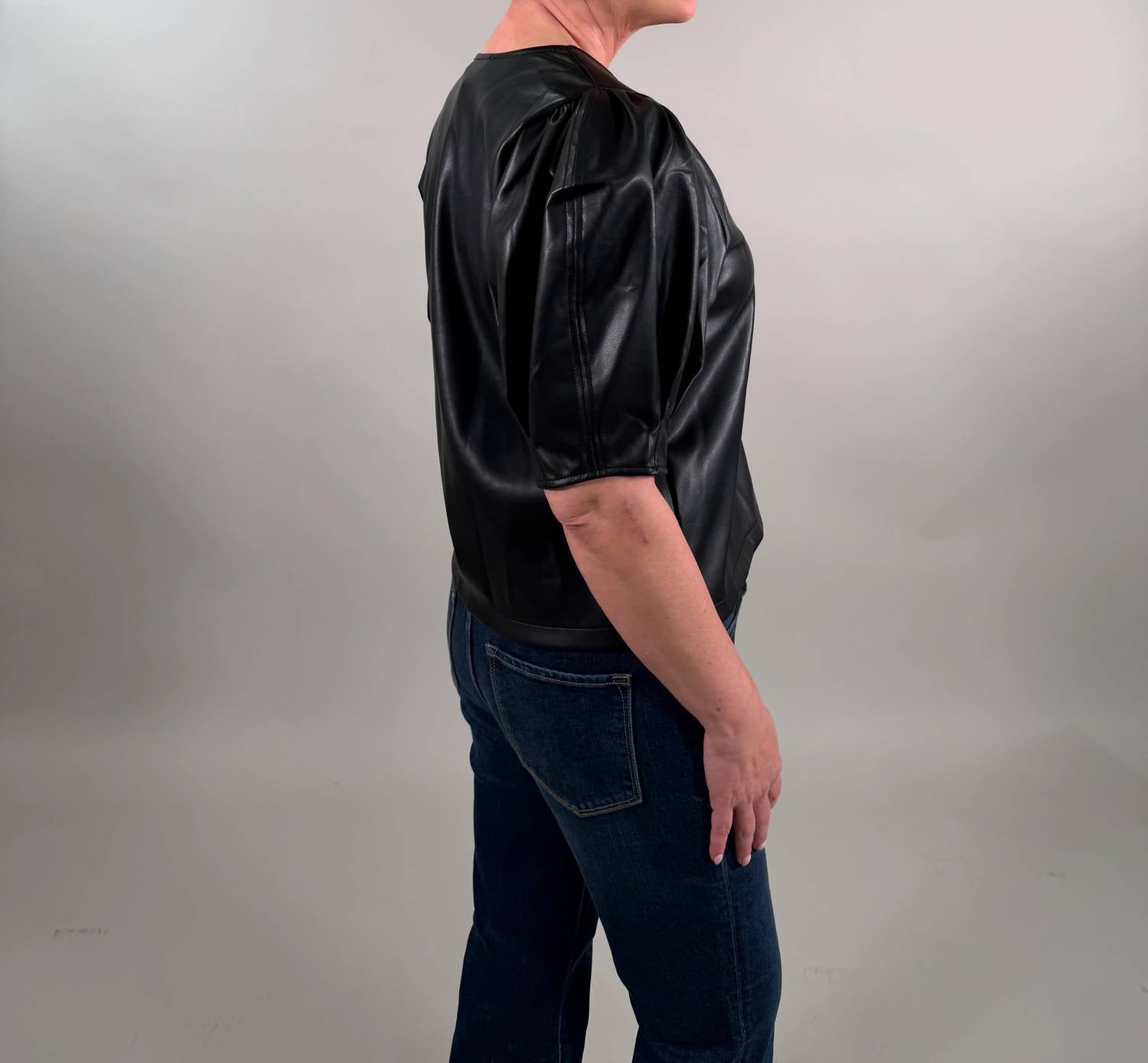 Fifteen Twenty - Poof Faux Leather Blouse