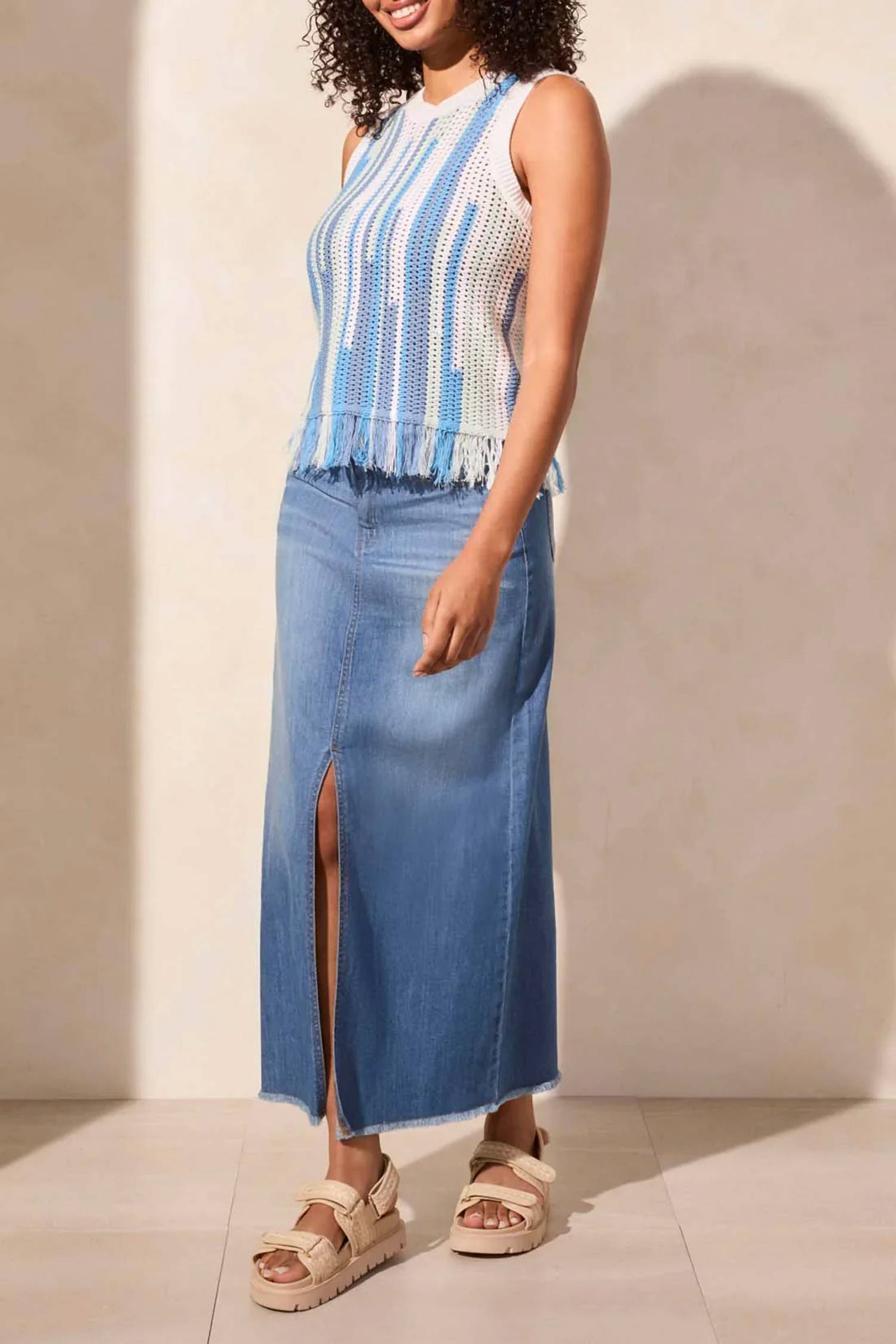 Tribal - Crew Neck Fringed Vest
