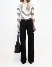 SIMKHAI Ansel Denim Trouser in black - women's pants