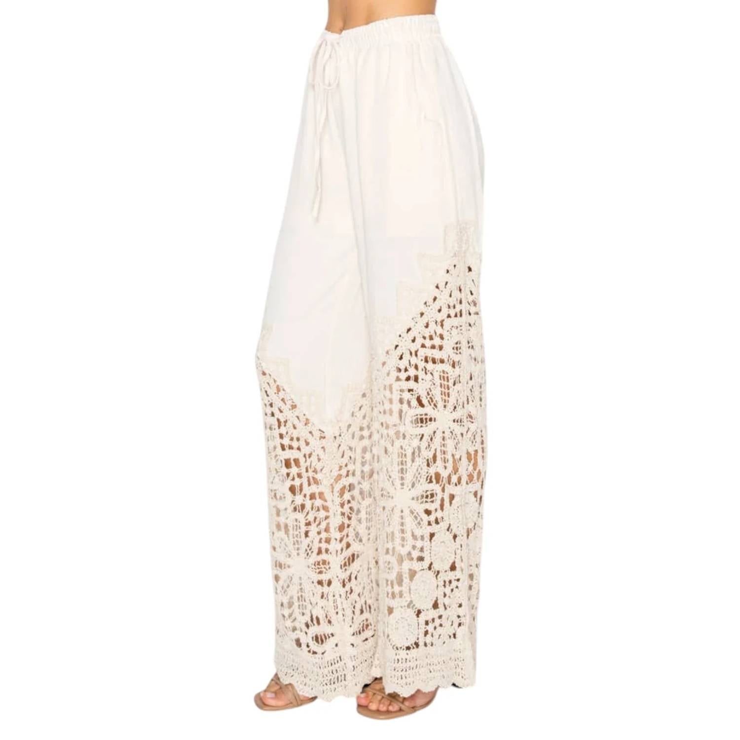 Origami - Latte Crochet Trim Pant