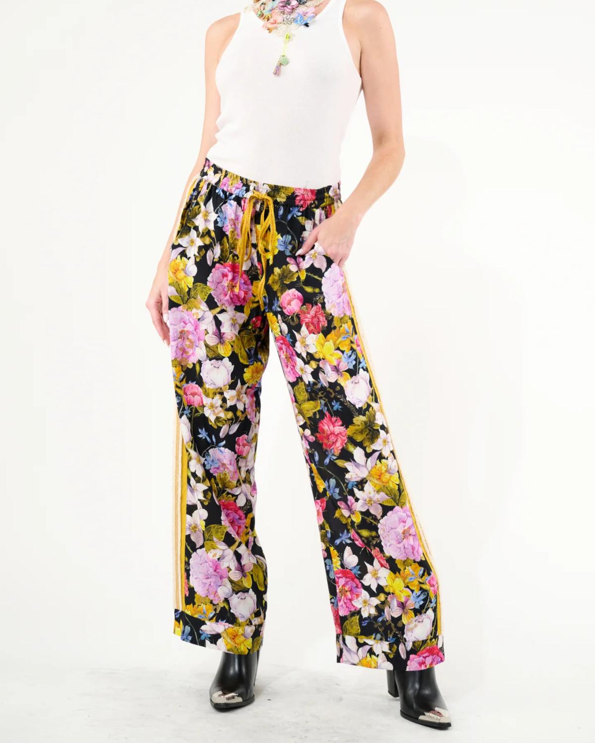 Aratta Flower Bomb Elastic Waist Pants in night floral - women's pants - alternate view